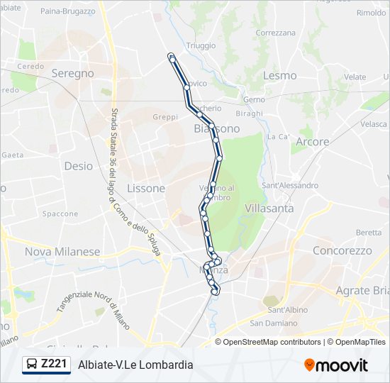 Z221 bus Line Map