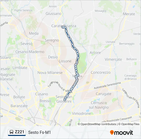 Z221 Bus Line Map
