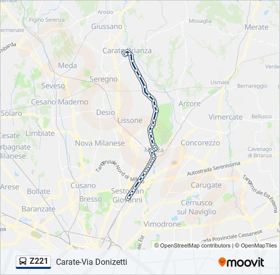 Z221 bus Line Map