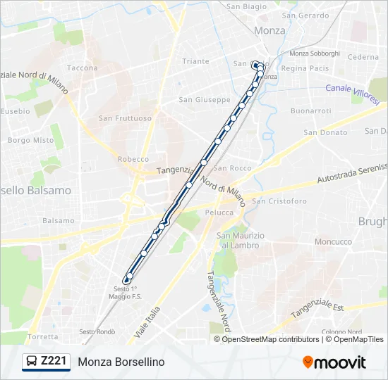 Z221 Bus Line Map