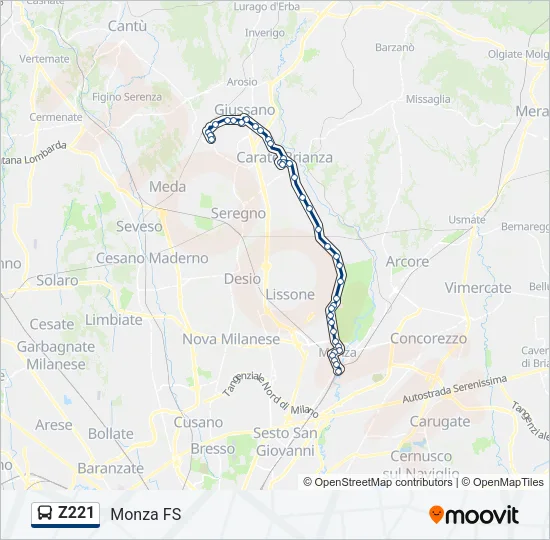 Z221 Bus Line Map