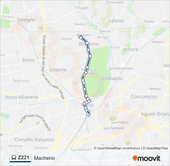 Z221 Bus Line Map