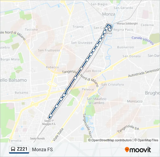 Z221 Bus Line Map