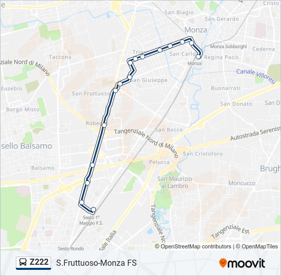 Z222 bus Line Map