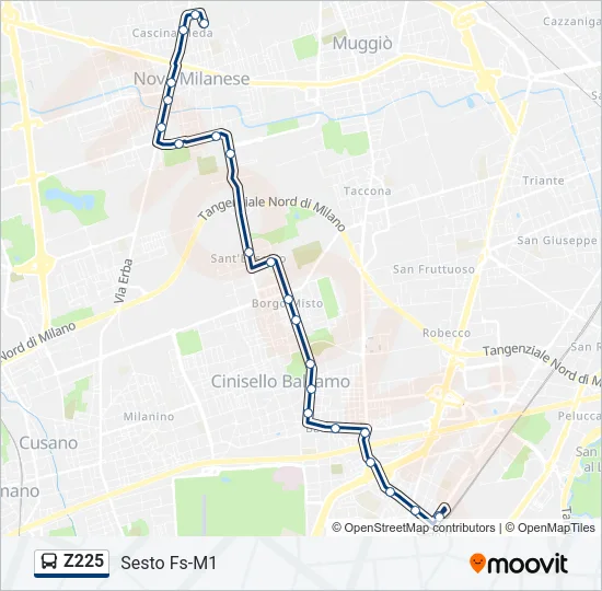 Z225 Bus Line Map