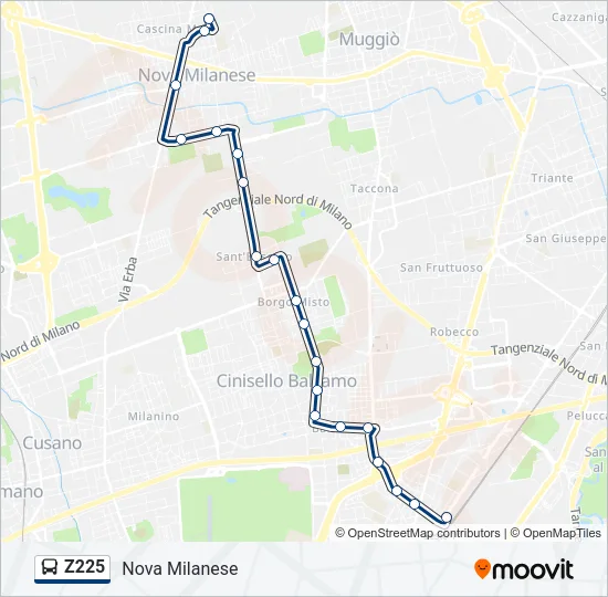 Z225 Bus Line Map