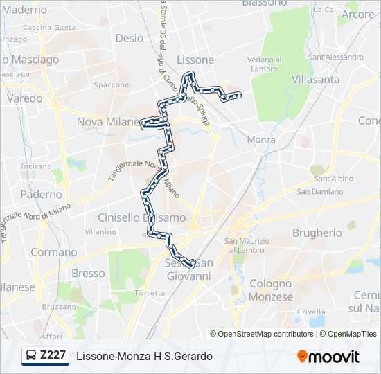Z227 bus Line Map