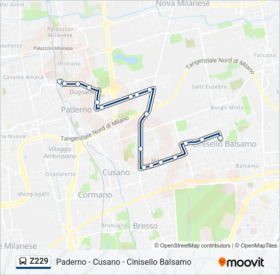 Z229 Bus Line Map