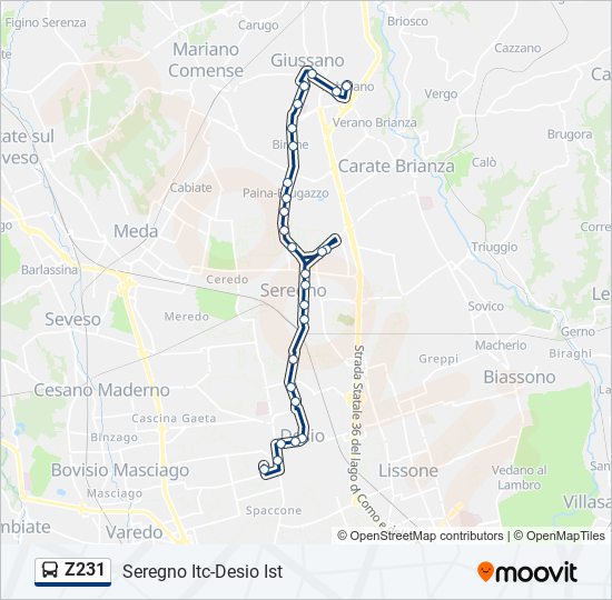 Z231 bus Line Map