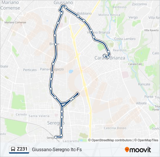 Z231 bus Line Map