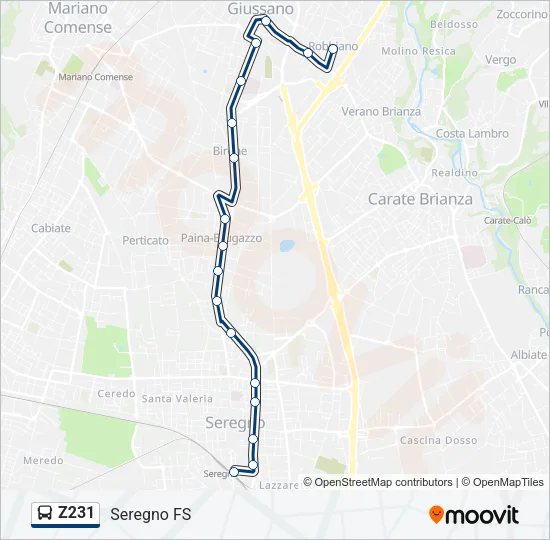 Z231 Bus Line Map