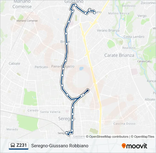 Z231 Bus Line Map