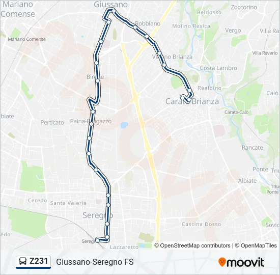 Z231 Bus Line Map