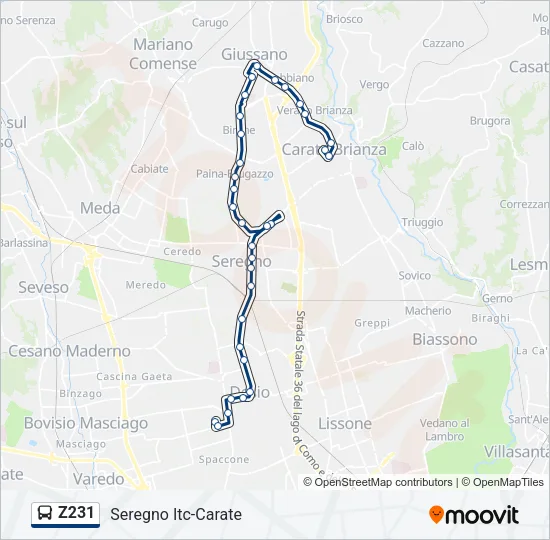 Z231 Bus Line Map