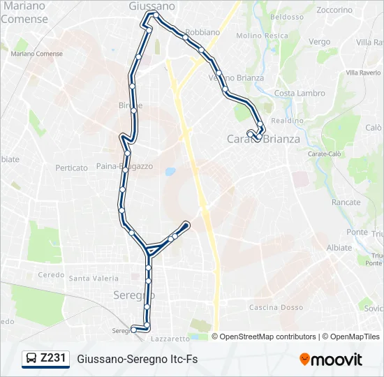Z231 Bus Line Map