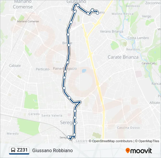 Z231 Bus Line Map