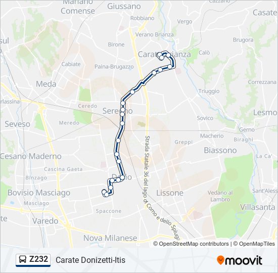 Z232 bus Line Map