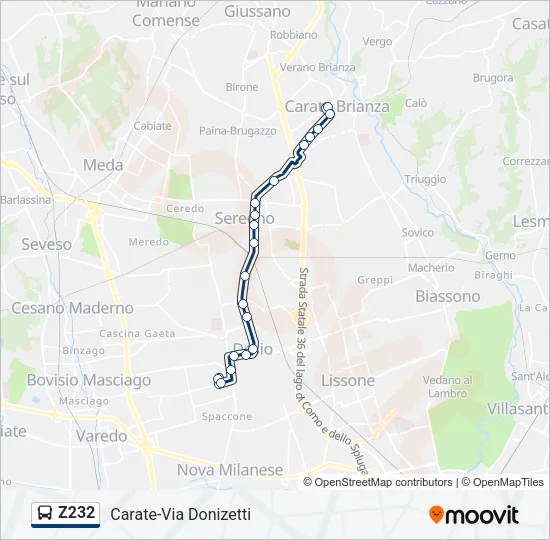 Z232 Bus Line Map