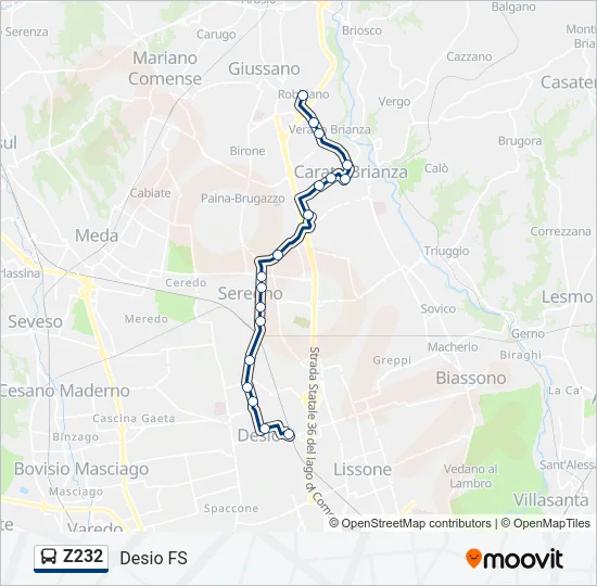 Z232 Bus Line Map