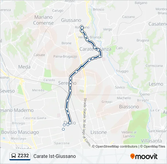 Z232 Bus Line Map