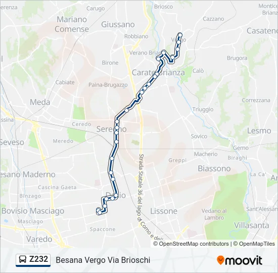 Z232 Bus Line Map