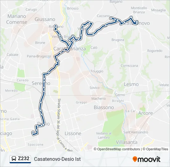 Z232 Bus Line Map