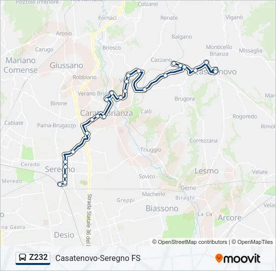 Z232 Bus Line Map