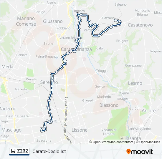 Z232 Bus Line Map