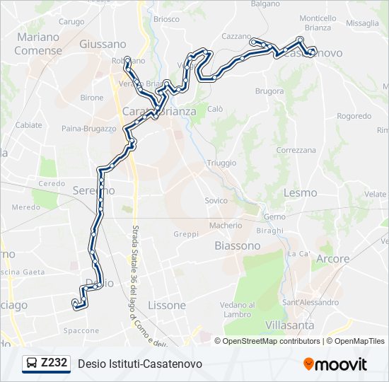 Z232 bus Line Map