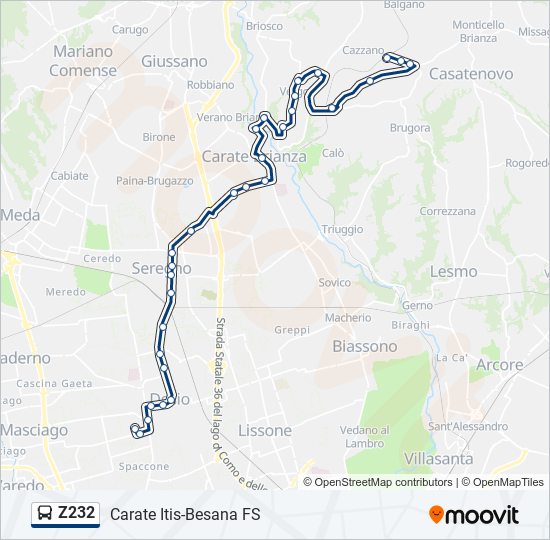 Z232 bus Line Map