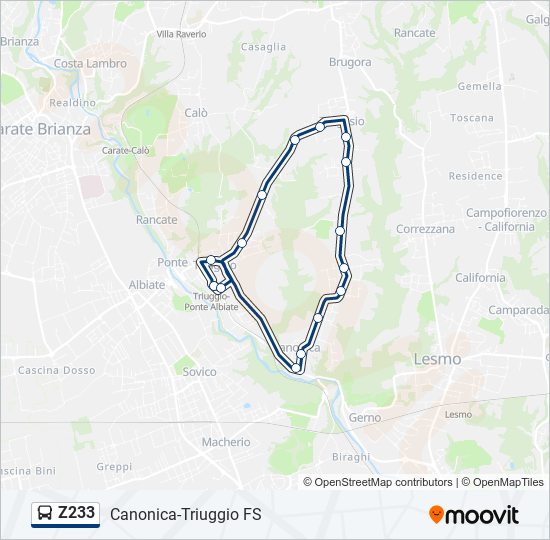 Z233 bus Line Map