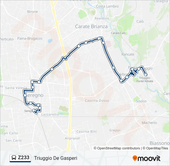 Z233 Bus Line Map