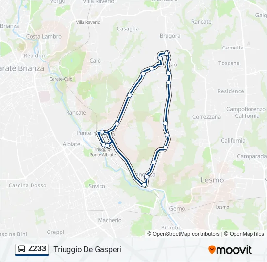 Z233 Bus Line Map