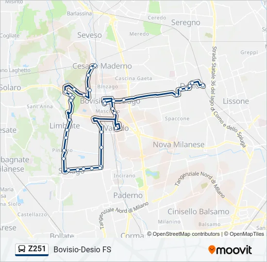 Z251 Bus Line Map