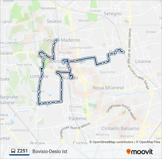 Z251 Bus Line Map
