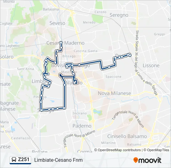 Z251 Bus Line Map
