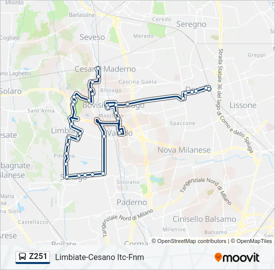 Z251 Bus Line Map