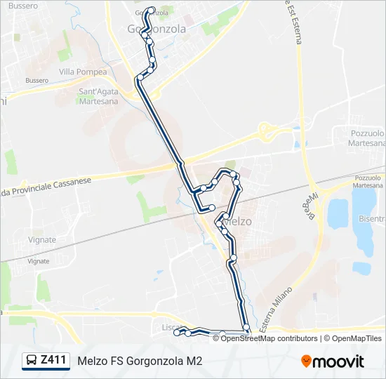 Z411 Bus Line Map