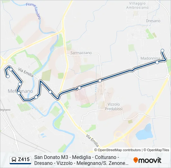 Percorso linea bus Z415