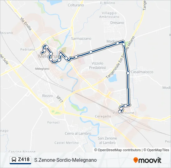 Percorso linea bus Z418