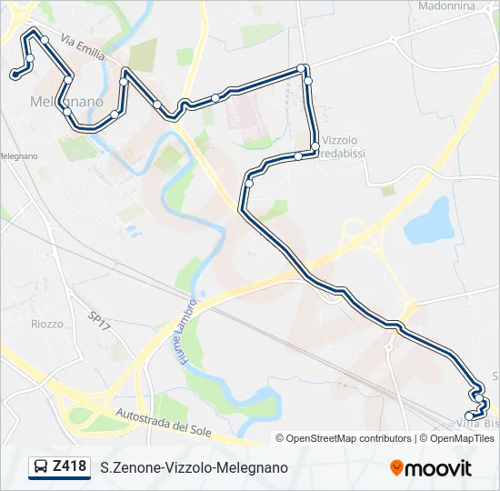 Percorso linea bus Z418