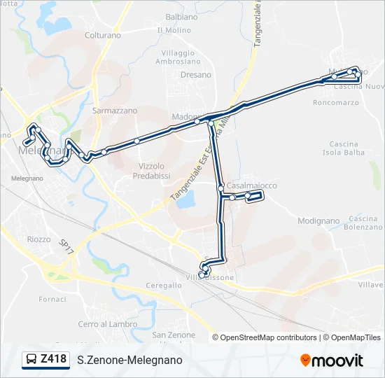 Percorso linea bus Z418
