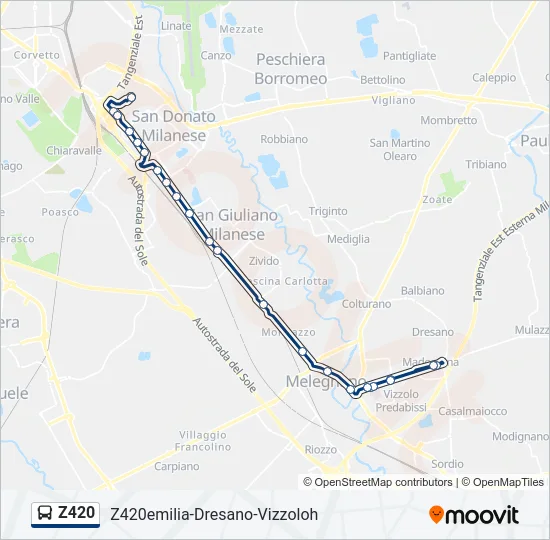 Percorso linea bus Z420