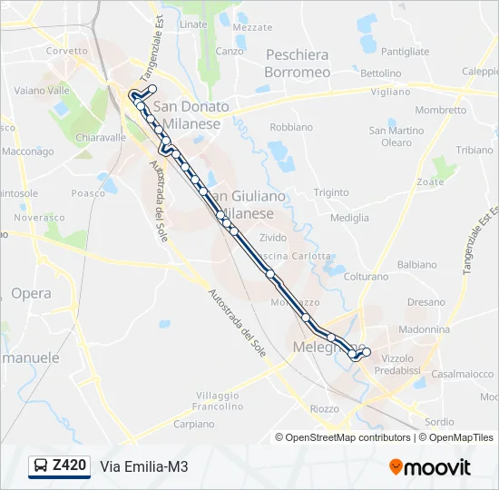 Percorso linea bus Z420