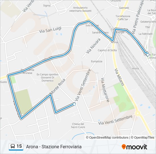 Percorso linea bus 1S