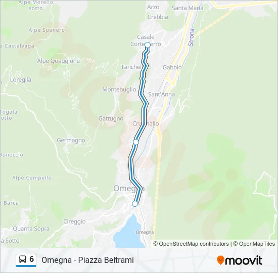 Percorso linea bus 6