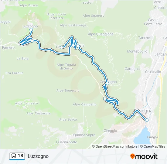 18 Bus Line Map