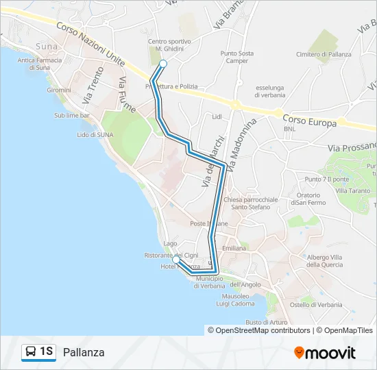 Percorso linea bus 1S
