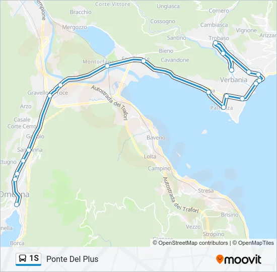 Percorso linea bus 1S