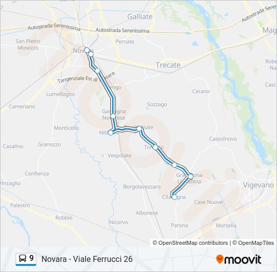 Percorso linea bus 9